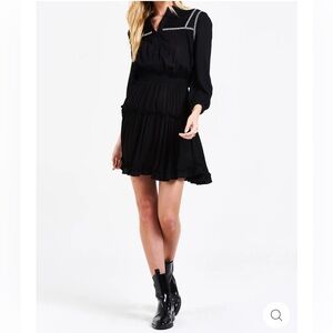 Dear John NWT black dress button up embroidered